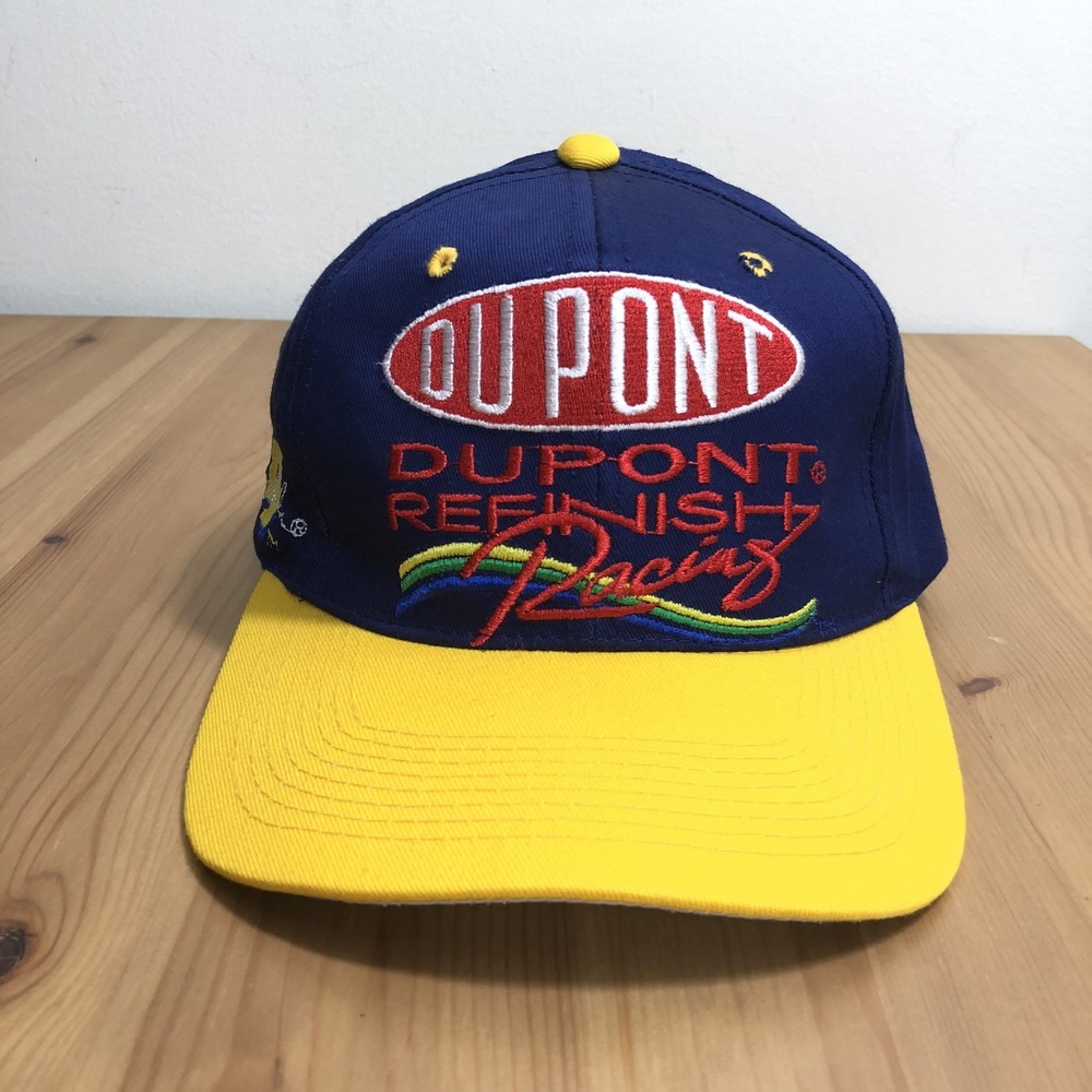 Vintage DuPont Refinish Racing Jeff Gordon 24 Strapback Hat One Size Navy Yellow